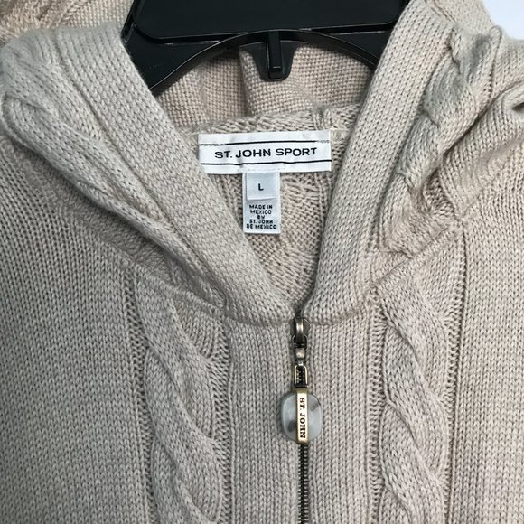 St.John Sport Hoodie Cadigan L Wool Silk Cashmere - Picture 5 of 11